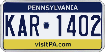 PA license plate KAR1402