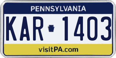 PA license plate KAR1403