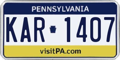 PA license plate KAR1407