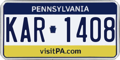 PA license plate KAR1408