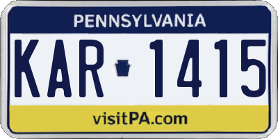 PA license plate KAR1415