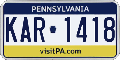 PA license plate KAR1418
