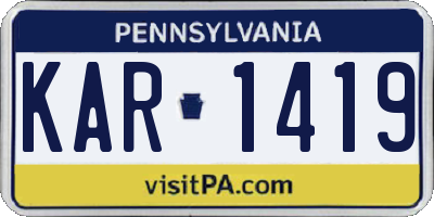 PA license plate KAR1419