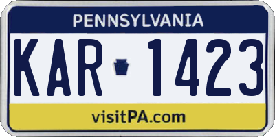 PA license plate KAR1423