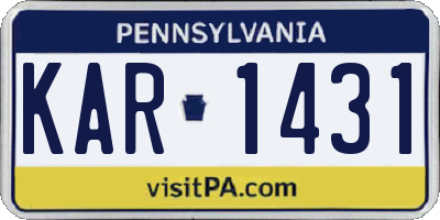 PA license plate KAR1431