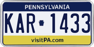 PA license plate KAR1433