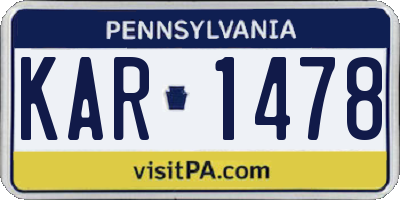PA license plate KAR1478