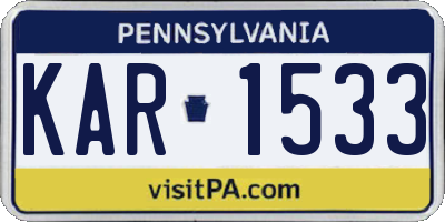 PA license plate KAR1533