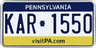 PA license plate KAR1550