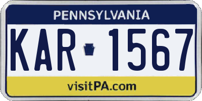 PA license plate KAR1567
