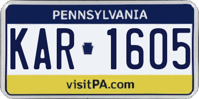PA license plate KAR1605