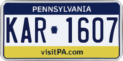PA license plate KAR1607
