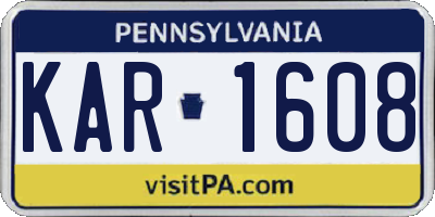 PA license plate KAR1608
