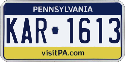 PA license plate KAR1613