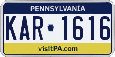 PA license plate KAR1616