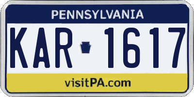 PA license plate KAR1617
