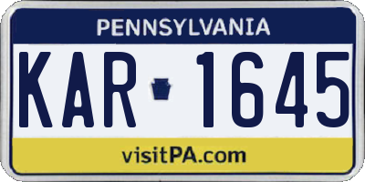 PA license plate KAR1645