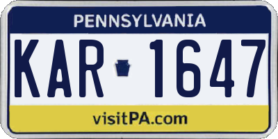PA license plate KAR1647