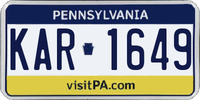 PA license plate KAR1649