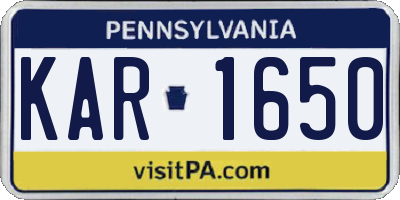 PA license plate KAR1650