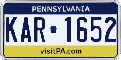 PA license plate KAR1652