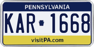PA license plate KAR1668