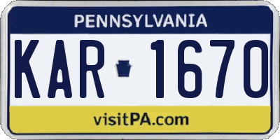 PA license plate KAR1670