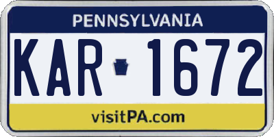 PA license plate KAR1672