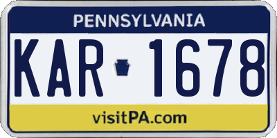 PA license plate KAR1678