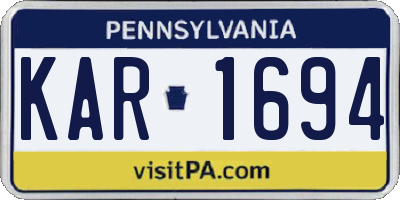 PA license plate KAR1694