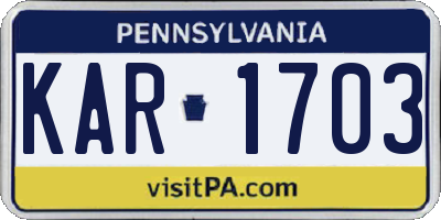 PA license plate KAR1703
