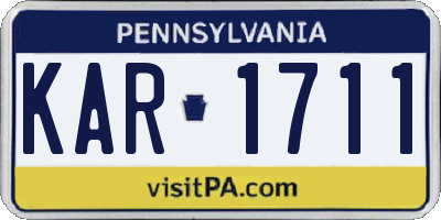 PA license plate KAR1711