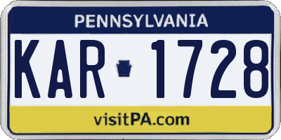 PA license plate KAR1728