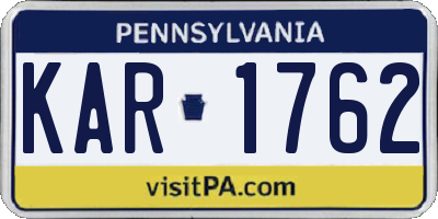 PA license plate KAR1762