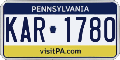 PA license plate KAR1780