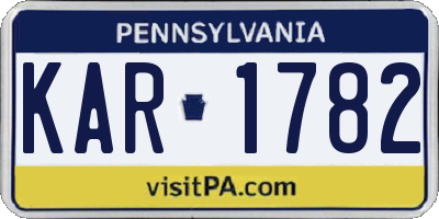 PA license plate KAR1782