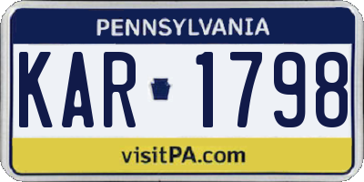 PA license plate KAR1798