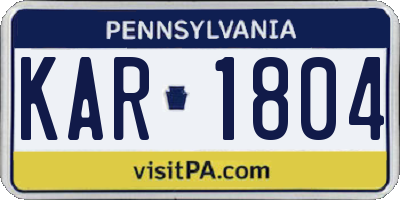 PA license plate KAR1804
