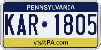 PA license plate KAR1805