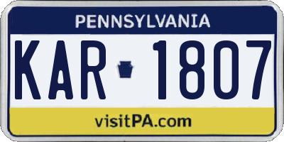 PA license plate KAR1807
