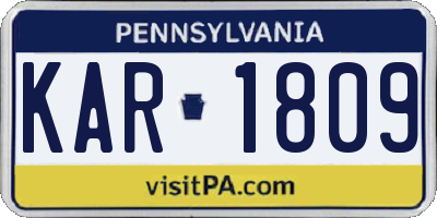 PA license plate KAR1809