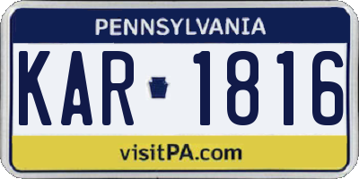 PA license plate KAR1816