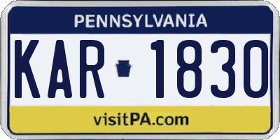PA license plate KAR1830
