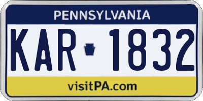 PA license plate KAR1832