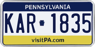PA license plate KAR1835