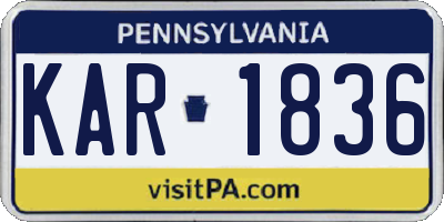 PA license plate KAR1836