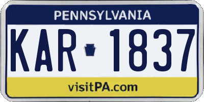 PA license plate KAR1837