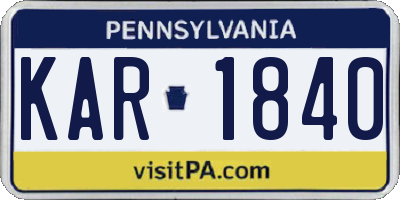 PA license plate KAR1840