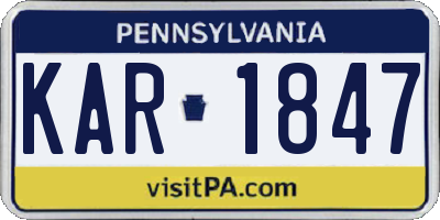 PA license plate KAR1847