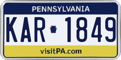 PA license plate KAR1849